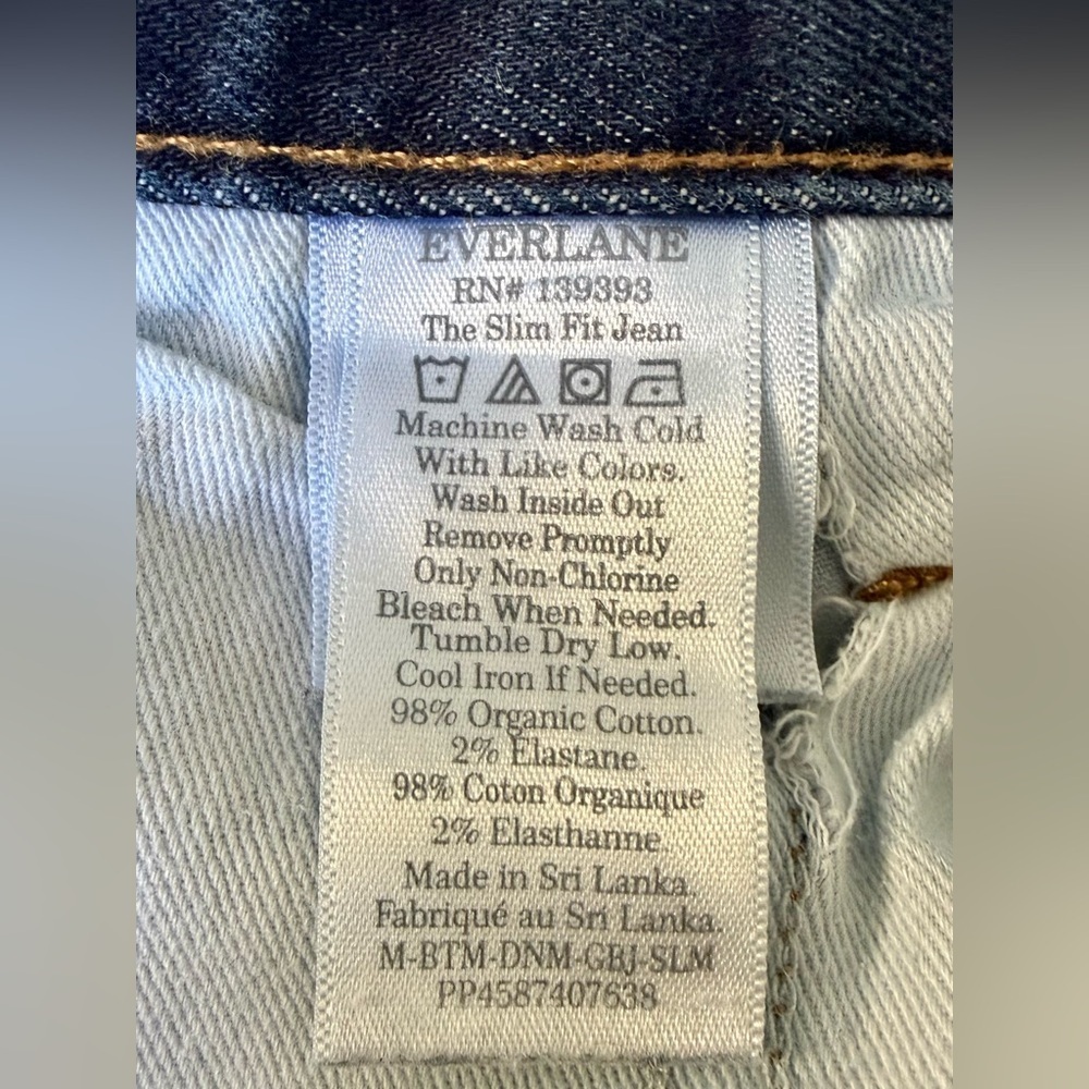 EUC👖Everlane Slim Fit Jeans 40x32 Dark Wash Organic Cotton Denim Sustainable - Picture 7 of 11